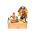 Handcrafted hexagonal Ferris wheel wooden music box with rotating airplanes and snowmen - Airplane Ferris Wheel (YP2522) / 15.5*11.5CM Base
