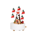 Boîte à musique roue de Noël en bois avec renne, bonhomme de neige et mécanisme manuel - Grande Roue Flocon de Neige (YP2520) / Base de 11*11CM