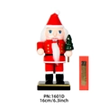 16cm Holz-Nussknacker Weihnachtsmann mit Tannenbaum und Fensterbox Weihnachtsdekoration - Weihnachtsmann-Design (PN:1601D)