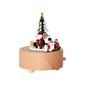 Handcrafted wooden Christmas music box with Santa, Xmas tree, and rotating train on base - Christmas Tree Small Train Style (YP2406) / 11*11CM Base