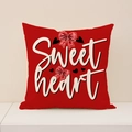 Roter quadratischer Valentinstag-Kissenbezug mit Sweet Heart-Text und Schleifenakzenten - Sweet Heart Buchstabe Stil (VP027-3) / 45x45cm