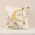 Square beige pillowcase with Ramadan moon, lantern and floral print pattern - Moon Lantern Floral Combo 1 (YMZ33-1) / 45x45cm(Case Only)