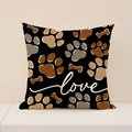Linnen kussensloop met love print en pootpatronen voor bankdecoratie in huis - Zwart LOVE Poot Bot Stijl (VP040-2) / 45x45cm(Alleen Hoes)