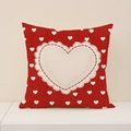 Quadratischer roter Valentinstag-Kissenbezug mit weißem Herz und Spitzenmuster - Rotes Großes Herz Spitzenkante (VP037-2) / 45x45cm(Nur Bezug)