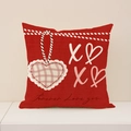 Roter Valentinstag Kissenbezug mit Herz und Forever Love you Text auf Leinen - Rotes Forever Love You (VP037-3) / 45x45cm(Nur Bezug)
