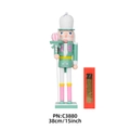 38 cm mintgroene notenkraker soldaat met roze lolly en strik in rode geschenkdoos - Muntgroen Lolly Stijl (PN:C3880)