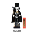 Skeleton nutcracker in black cloak with bat scepter and grave marker in a red gift box - 25cm / Skeleton Style (R2528B)