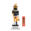 Halloween notenkraker zwarte kat met pompoenmandje en tovenaarshoed decoratie - 25cm / Black Cat Style (R2531)