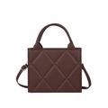 Borsa tote marrone scuro con trapuntatura a rombi e tracolla regolabile rimovibile - Marrone