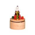 Mini wooden music box featuring Santa Claus and Christmas tree on a natural beech base - Santa with Gifts (YP2512)