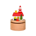 Mini wooden Christmas music box with Santa Claus and tree on a solid beech base - Christmas House (YP2513)