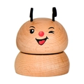 Mini wooden music box with creative smiling face and round natural wood texture - Smiling Face Style (YP2505)