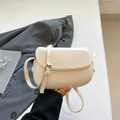 Bolso de montura clásico blanco crema en piel sintética lisa con correa ajustable fina - Blanco