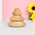 Mini wooden music box in Christmas tree shape with stacked natural wood grain modules - Christmas Tree Style (YP2507)