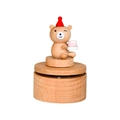 Carillon in legno di faggio con orsetto e cappello da festa su base girevole - Orso con Torta (YP2515)
