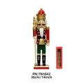 Classic 36cm red wooden nutcracker king ornament with golden scepter and gift box - 36.00cm / Red Body Green Legs Royal Scepter Style (TN3607)
