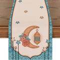 Ramadan table runner with moon and lantern patterns in beige and orange tones - Zqz20-6 / 33*180cm
