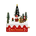 Hand-painted wooden Christmas music box with Santa and rotating sleigh on red base - Santa Claus Style (YP2404) / 11x11cm Base