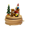 Handcrafted wooden Christmas music box featuring Santa and a rotating festive tree - Santa Claus Playing Piano Style (YP2407) / 11*11CM Base