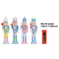 Set of four 18cm macaron colored wooden nutcracker soldiers in a red window display box - Macaron Color Nutcracker Soldiers (M18408)