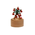 Mini wooden Ferris wheel music box in red and green festive colors on a wood base - SH1604 Ferris Wheel