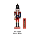 Casse-noisette classique en bois de 30cm avec uniforme rouge et boîte cadeau - 30cm / Uniforme Bleu Pantalon Rouge Clairon (PN:3008D)