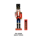 Classic 30cm wooden nutcracker soldier in red uniform with silver sword and gift box - Standard Type / Red Body Blue Legs Soldier With Sword