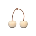DIY unfinished wooden apple charms with natural wood grain and brown cord hanging ornaments - Cherry-Shaped