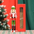 Holz-Nussknacker Lebkuchenmann mit Zuckerstange und festlicher roter Geschenkbox Deko - 38cm