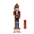 Casse-noisette roi de 30cm en bois avec sceptre doré et boîte cadeau rouge inclus - Corps Rouge Jambes Bleues Roi avec Sceptre (PN:3008A)