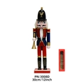 Casse-noisette soldat de 30cm en bois avec trompette et boîte cadeau rouge et bleue - Corps Bleu Jambes Rouges Trompettiste (PN:3008D)