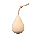 Minimalist pear-shaped wooden handicraft with light beige matte finish and brown cord stem - Pear