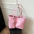 Conjunto de bolso tote rosa con estampado de cerezas y pequeño bolso a juego - Rosa
