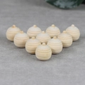 Set of 10 DIY natural wood balls with horizontal grooves for creative home crafts - Ribbed Christmas Ball Style (HE21)