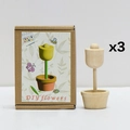 Set of 3 unpainted DIY wooden flower kits with mini pots for creative home crafting - Cup Floral Style (HET-0357)