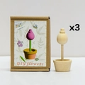 DIY unpainted wooden flower craft kit with three pieces and packaging box - Layered Floral Style (HET-0358)