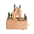Handgemaakte houten muziekdoos met Europees kasteel en roterende miniatuurauto - 1510 Kasteel