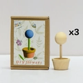 Set fai-da-te di fiori in legno naturale con fiori sferici e confezione da 3 pezzi - Stile Fiore a Sfera in Vaso (HET-0360)