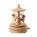 Handgemaakte houten carrousel muziekdoos met draaiende paarden en mechanische opwinding - 1502 Carrousel