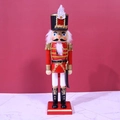 36cm König Nussknacker Holz-Weihnachtsdeko mit roter Uniform und Federhut Dekoration - 36cm Höhe / Rot