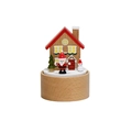 Mini wooden music box featuring a Santa Claus, Christmas tree and red cabin - SH1605 Large Christmas House