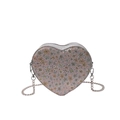 Chic pink floral heart-shaped crossbody bag with silver sequins and metal chain - Pink