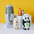 Hand-painted animal nest dolls featuring elephant and panda on colorful geometric stands - Animal Elephant Series (TW-SG0537)