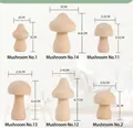 Set of 30 DIY wooden mushroom figurines in 6 styles with detailed size dimensions - 30Pcs Pack / Natural Wood Color