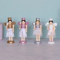 Set of four pastel fairy nutcracker figurines with glitter wings and tulle skirts - 4-Color Set (Gold/Pink/Silver/White)