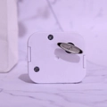 Mechanical 18-note music box movement with white square shell and silver winding key - Silver (White Shell)