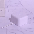Mini white square mechanical music box accessory with retractable pull string DIY tool - Silver