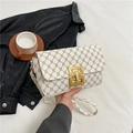 Retro crossbodytas met monogram van beige PU-leer met gouden metalen gesp en schouderriem - Wit