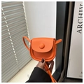 Mini borsa a tracolla arancione in pelle PU con fibbia rotonda e cinturino sottile - Arancione