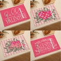 Lot de sets de table en lin pour la Saint-Valentin avec quatre motifs cœurs roses - Ensemble Sweet Valentine Market 4Pcs (VPM005)